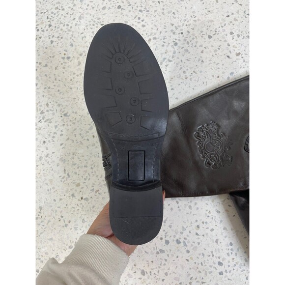 Bussola Women 7.5 Brown Leather Boot Equestrian Old Money SienaEmblem 2065 Crest - Picture 9 of 10